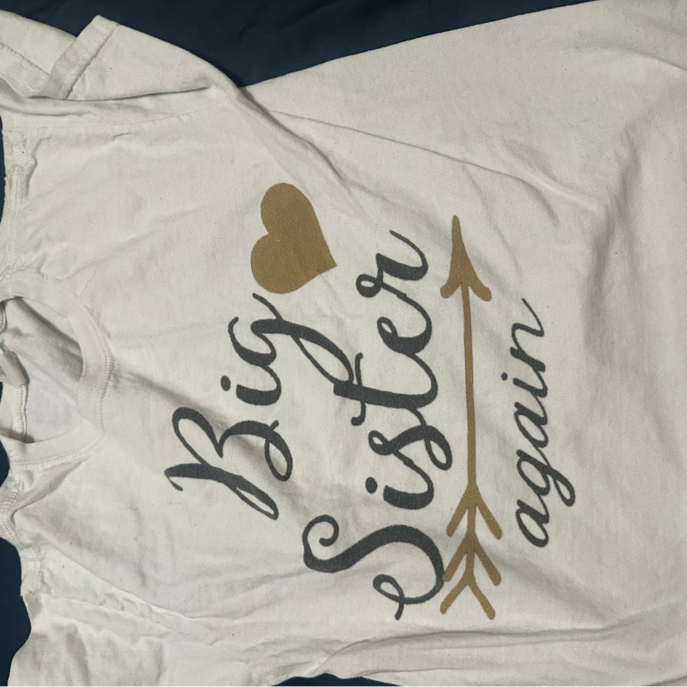 White and Gold Kids Shirt - Big Sister Again